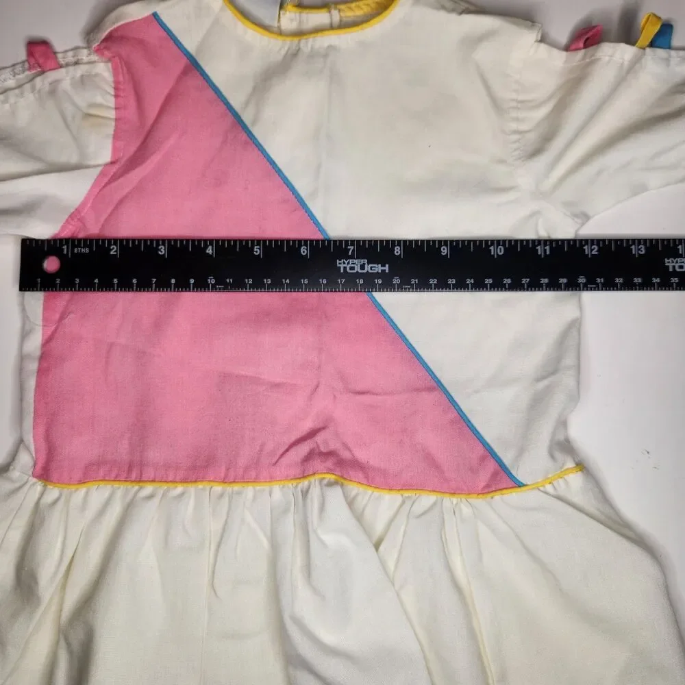 VTG 80s Precious Originals Colorblock Drop Waist dress Girls 12 Months Baby